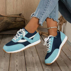 Round toe mesh patchwork tendon sole sneakers