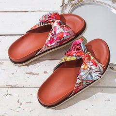 Colorful Bow Casual Flat Beach Slippers