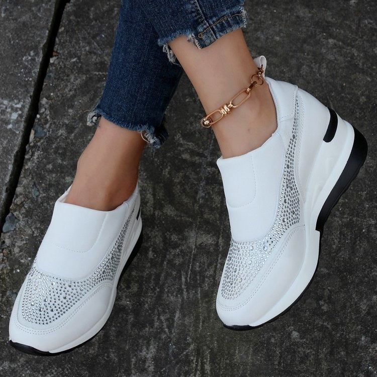 Sequin wedge slip-on sneakers