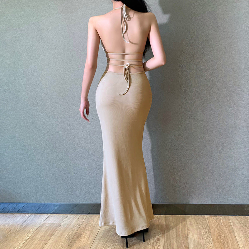 Knitted Backless Bandage Bodycon Midi Dress