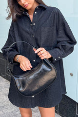 Denim Twill Loose Long Shirt