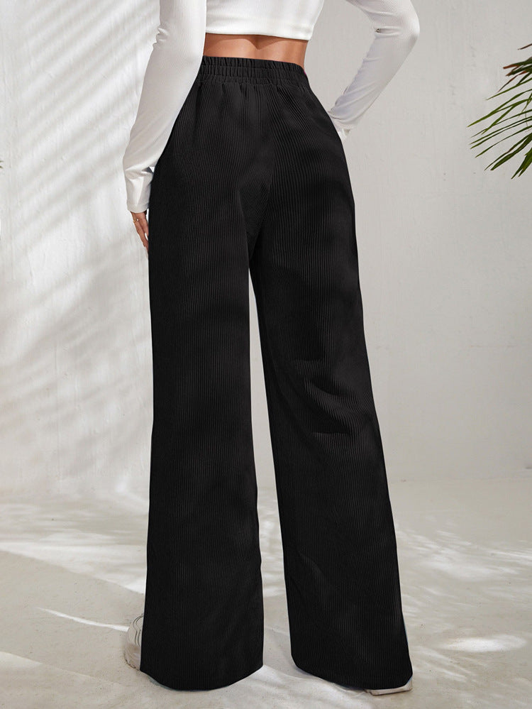High waist corduroy slit hem trousers