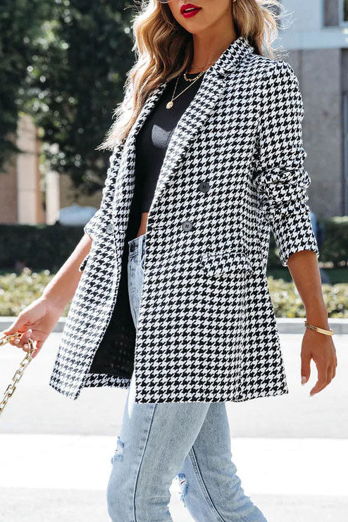 Happy To Be Here White Plaid Coat