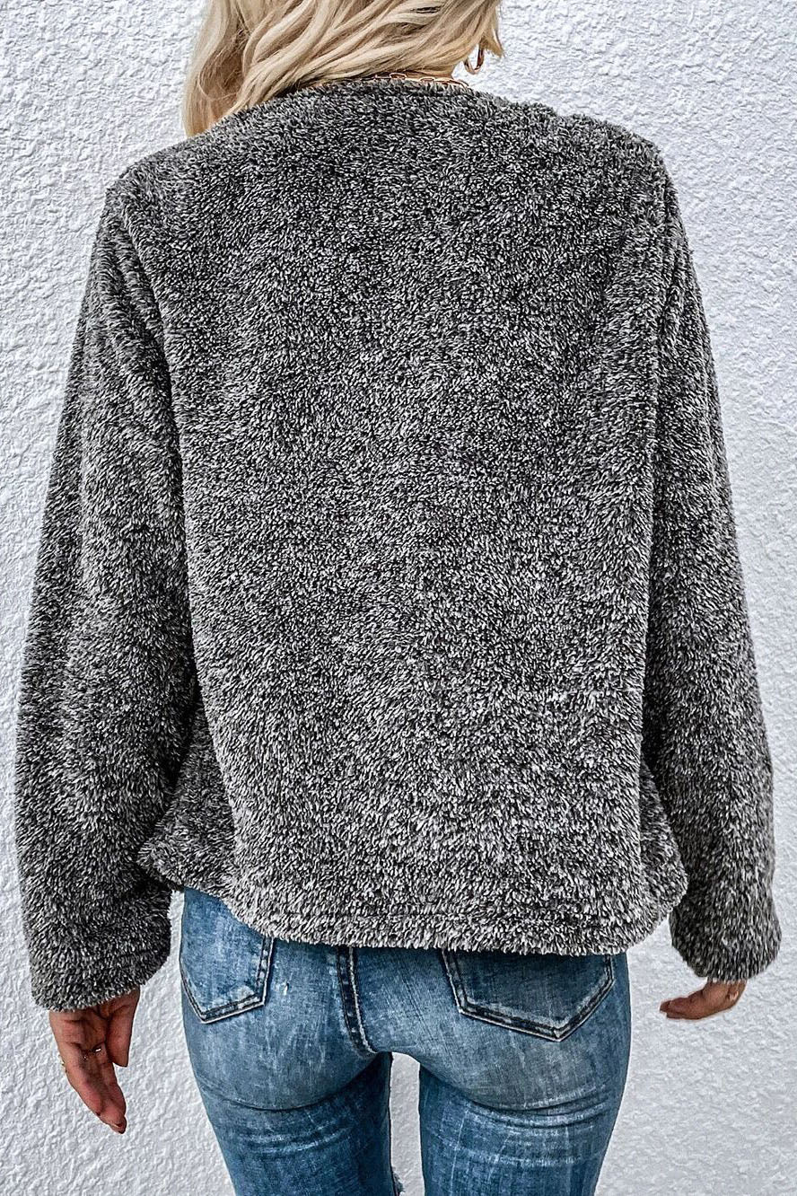 Feeling In Control Charcoal Gray Sherpa Shacket