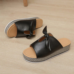 Colorblock Bows Lightweight Platform Slippers