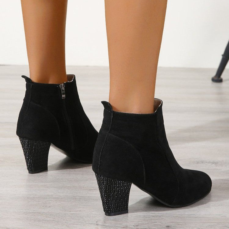 Black Suede Chunky Boots