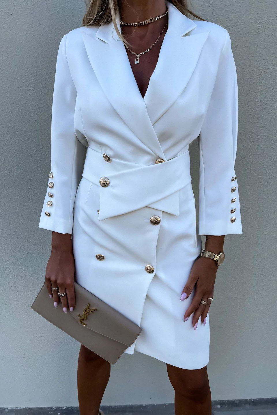 Slim Wide Belted Double Breasted Long Blazer