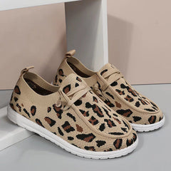 Leopard Print Lace-Free Flyknit Sneakers