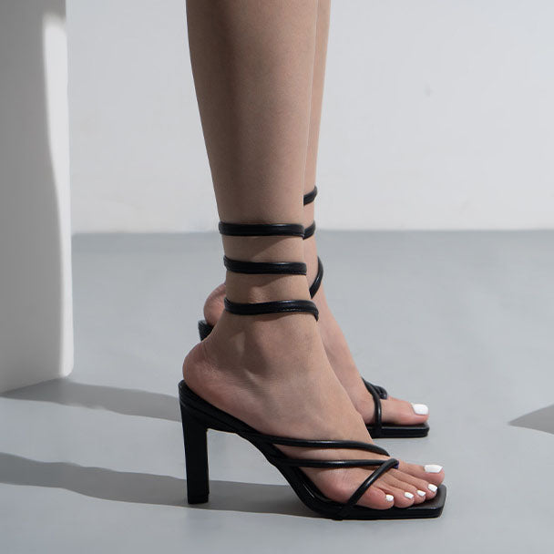 Wrap-around Flip-On Stiletto Sandals