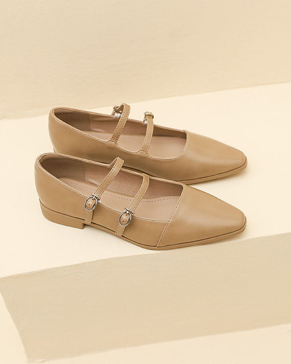 One-line buckle flat Mary Jane shoes