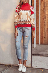 Turtleneck Christmas Graphic Knit Sweater