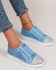 Sequin Colorblock Slip-on Canvas Shoes