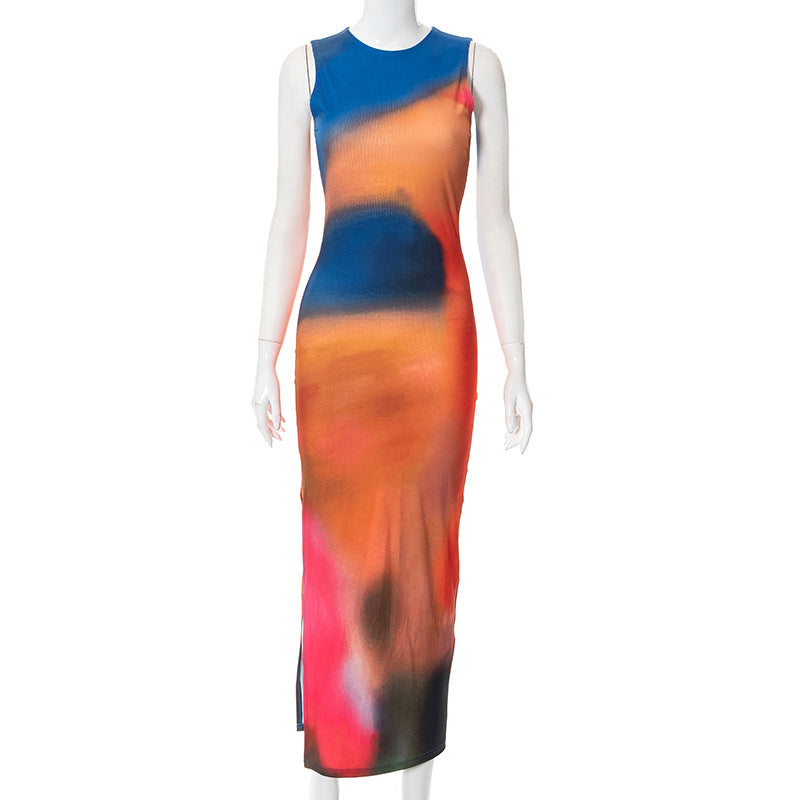 Never Too Late Sleeveless Print Dress