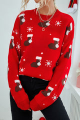 Christmas Stocking Snowflake Knit Sweater