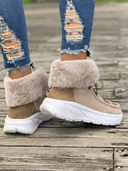 Wool knitted stitching plus fleece snow boots