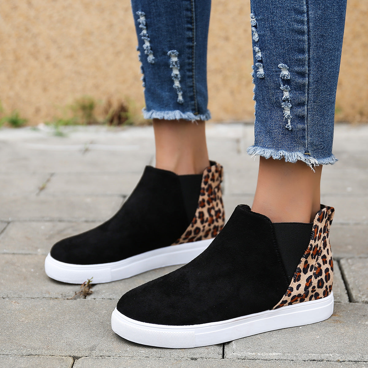 Elastic Leopard Flats Vulcanized Overshoes