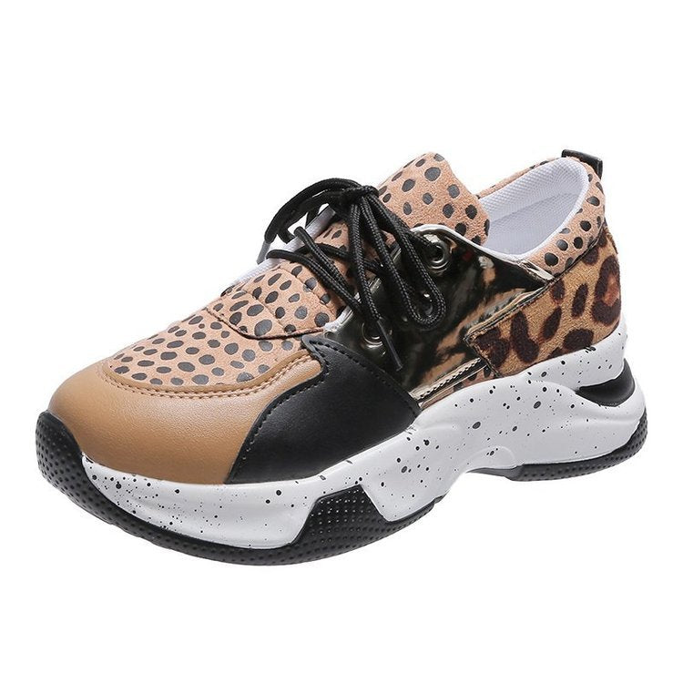 Leopard Mesh Breathable Color Patchwork Sneakers