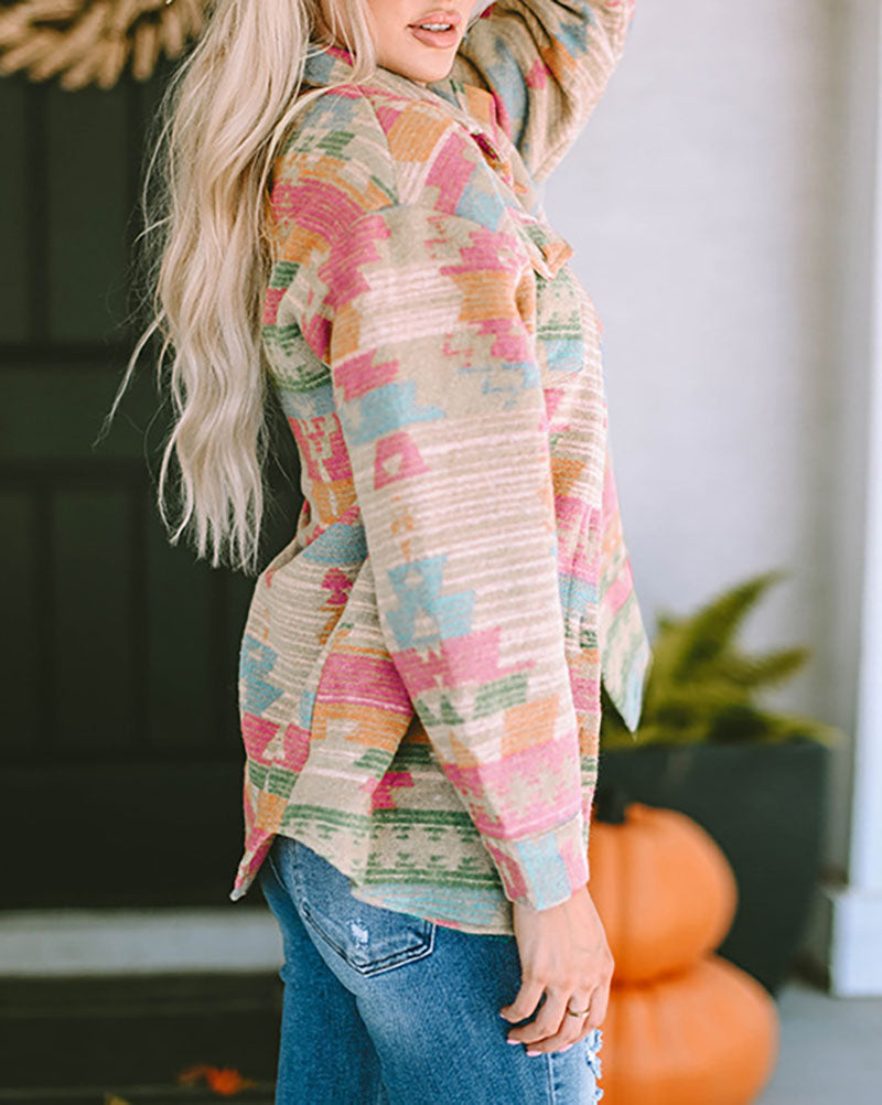 Western print single breasted jacket