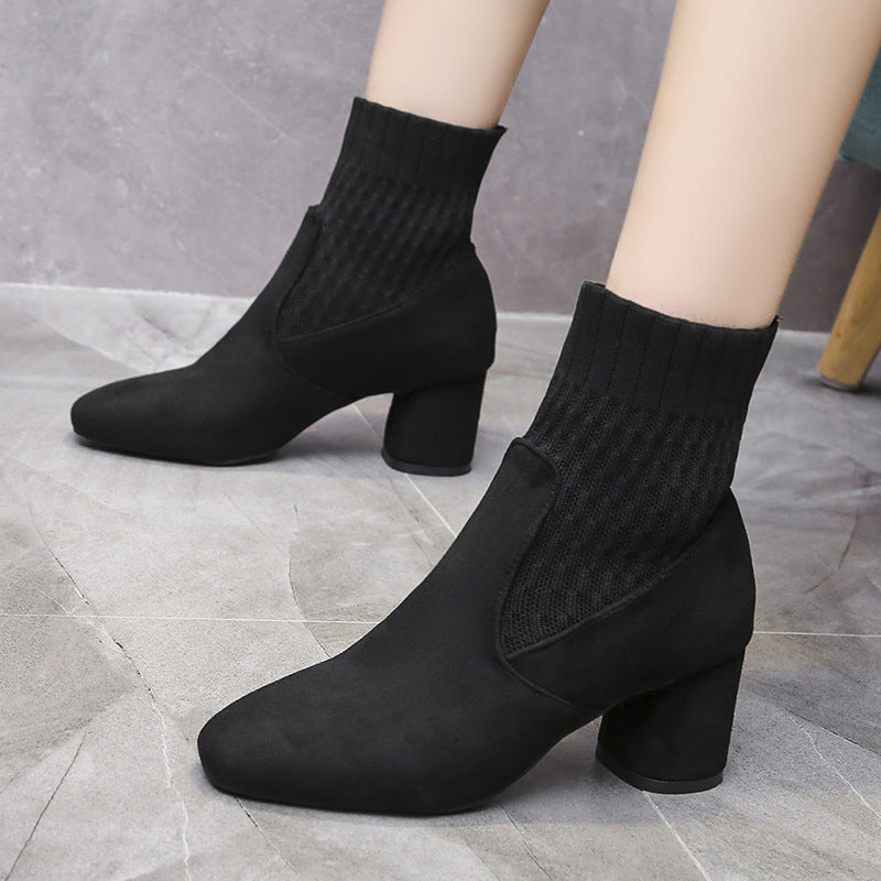 Elegant Slip On Faux Suede Boots