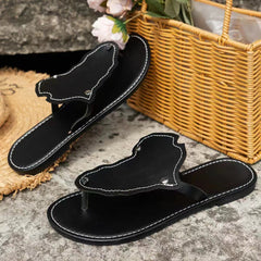 PU Leather Strap Flat Slippers