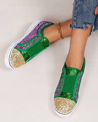 Sequin Colorblock Slip-on Canvas Shoes