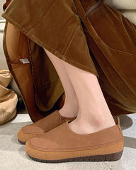 Minimalist retro soft sole round toe loafers