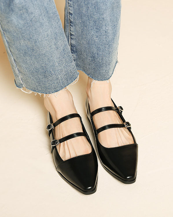 One-line buckle flat Mary Jane shoes