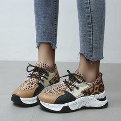 Leopard Mesh Breathable Color Patchwork Sneakers