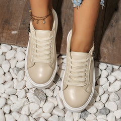 Platform Lace Up Metal Chain Sneakers