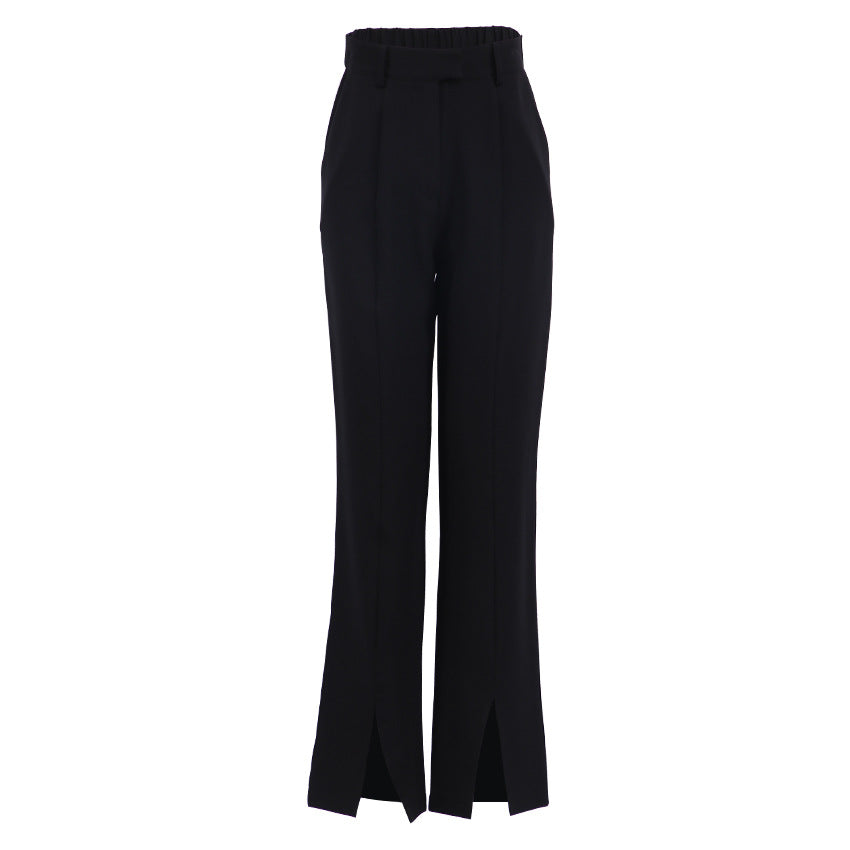 Slit High-waisted Slim-fitting suit Pants