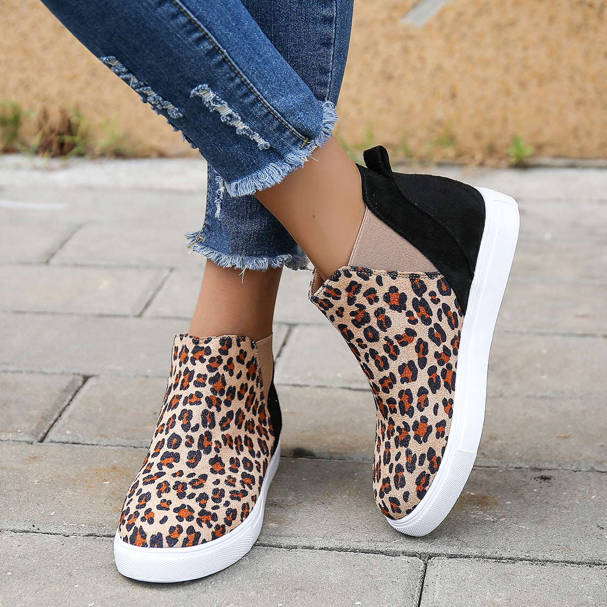 Elastic Leopard Flats Vulcanized Overshoes