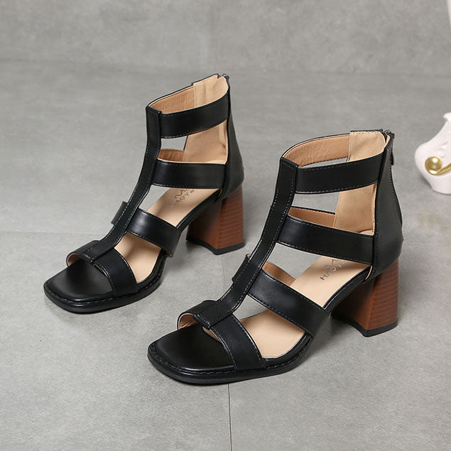 Retro Thin strap Thick heel Roman Sandals