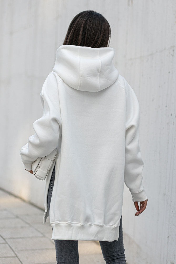 Kangaroo Pocket and Side Slits Oversized Hoodie