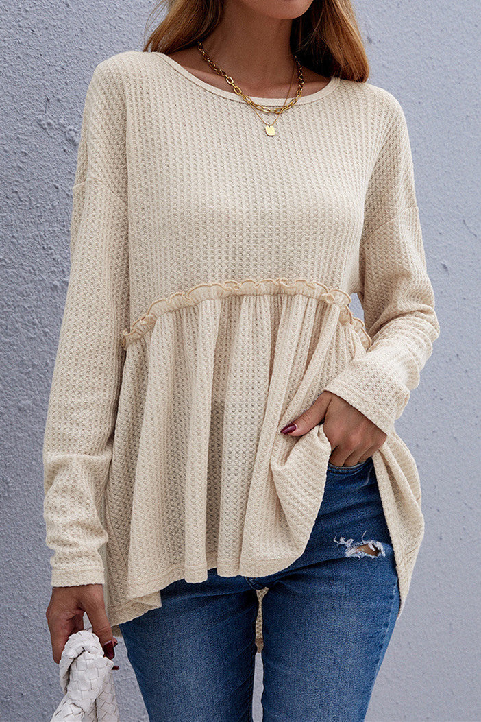 Round Neck Waffle Casual Shirt