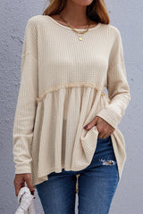 Round Neck Waffle Casual Shirt