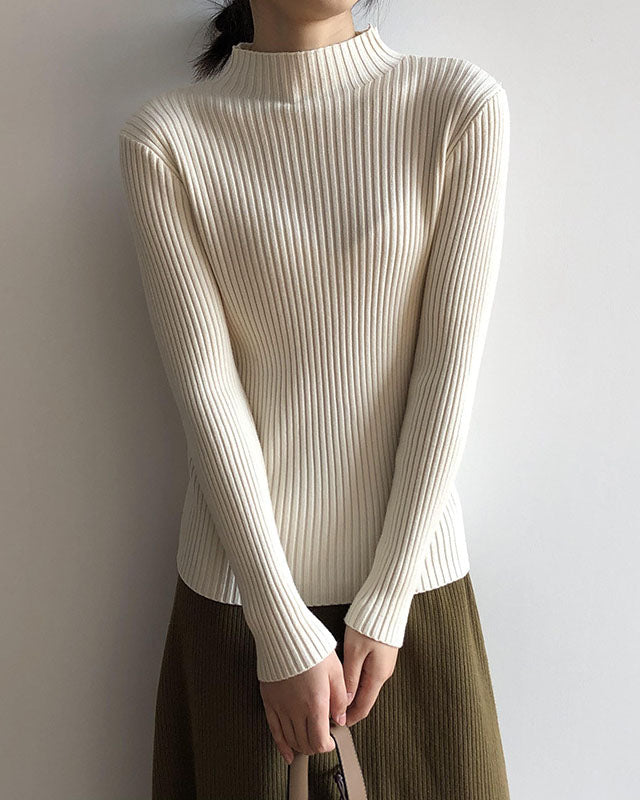 Half turtleneck slim fit pit striped versatile sweater