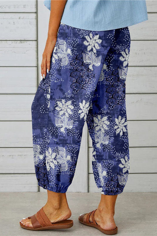 Printed Drawstring Cropped Pants