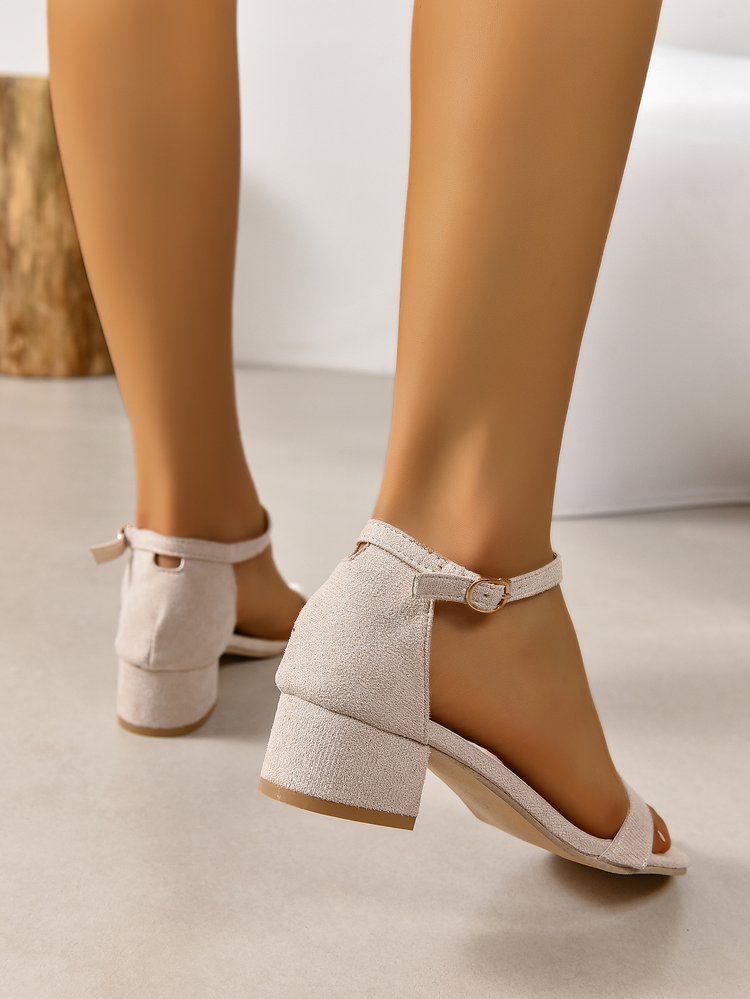 One-buckle low block heel sandals