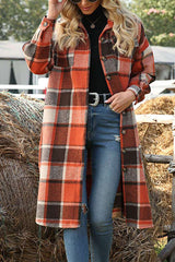 Long Flannel Plaid Trench Coat