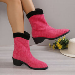 Plush colorful mid-calf boots