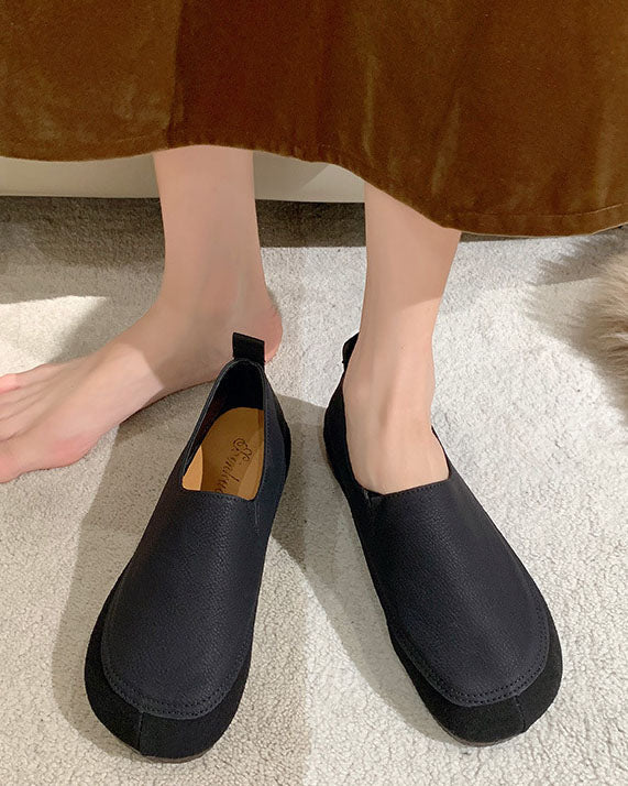 Minimalist retro soft sole round toe loafers
