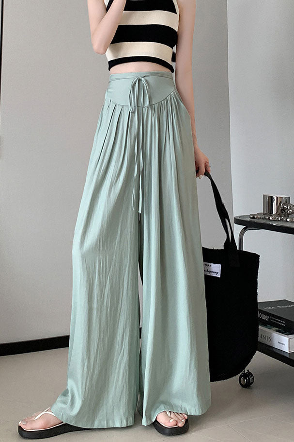 High-Waist Pleated Fluid Wide Leg Pants