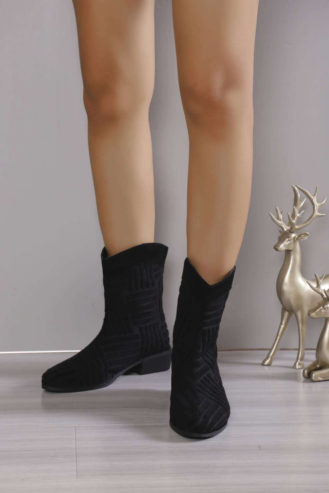 Plush colorful mid-calf boots