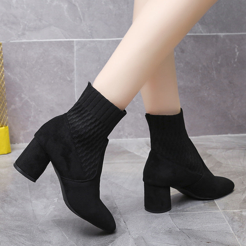 Elegant Slip On Faux Suede Boots