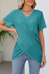 Crossover V-Neck Short Sleeve T-Shirt