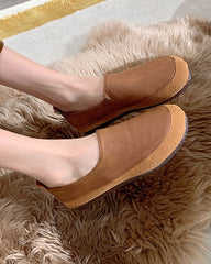 Minimalist retro soft sole round toe loafers