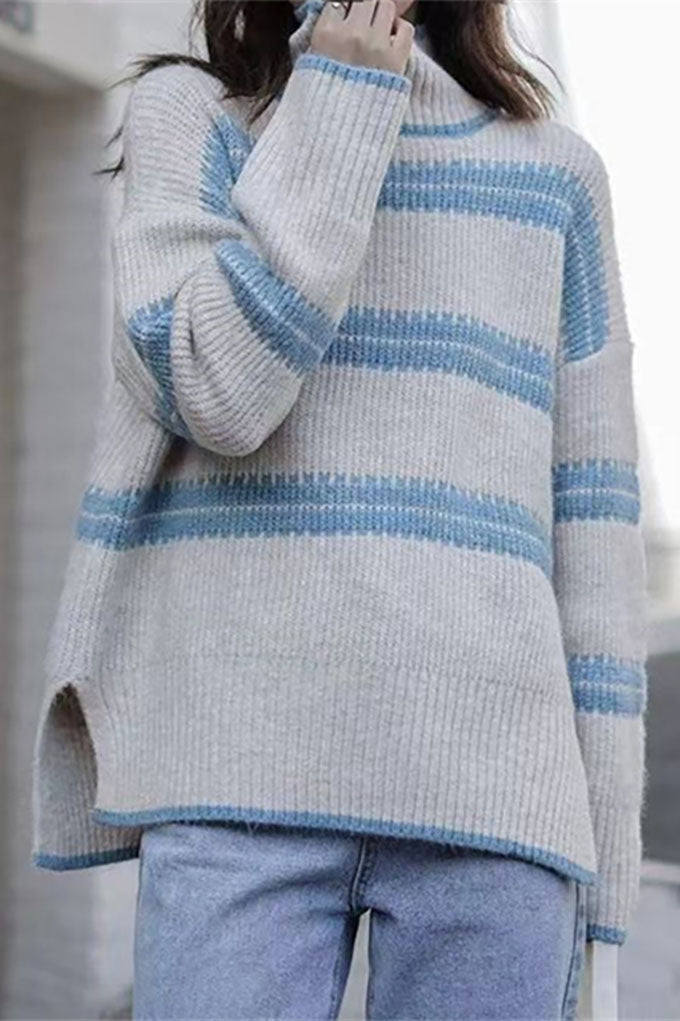 Here For You Striped Turtleneck Sweater