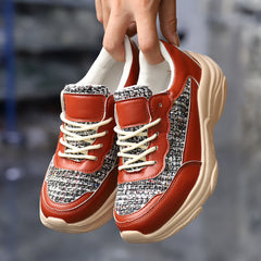 Knitted upper platform sneakers