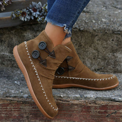 Flat high-top button-embellished Martin Booties