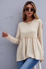 Round Neck Waffle Casual Shirt